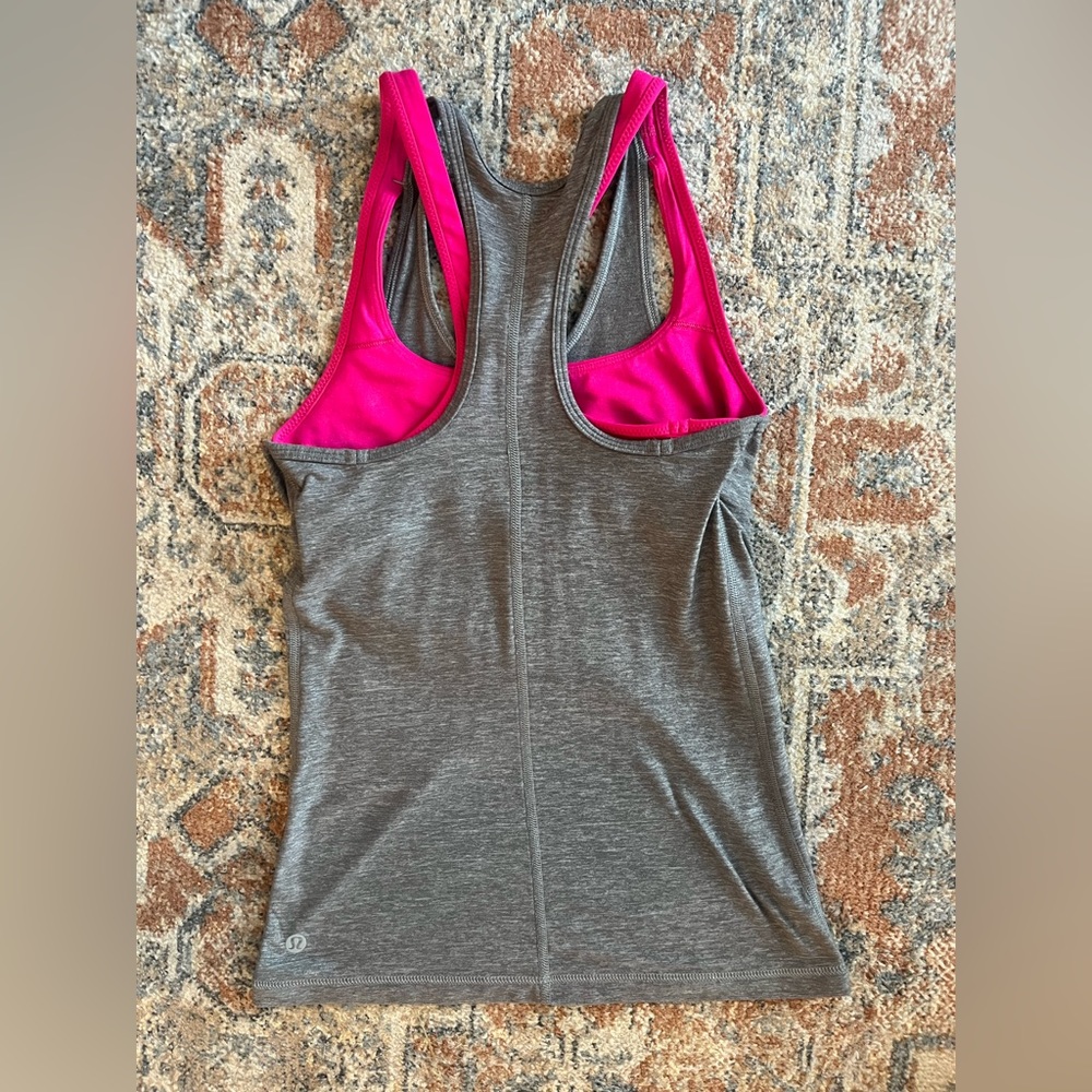 lulu tank with built in pink sports bra